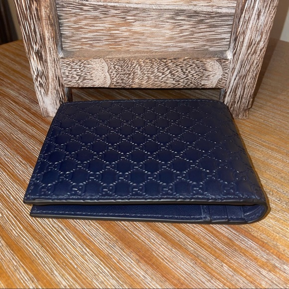 Gucci MicroGuccissima GG Logo Blue Leather Wallet - Picture 3 of 12